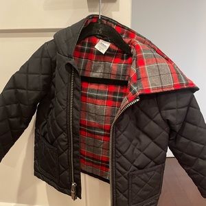 Carter’s jacket black quilted with plaid lining inside 24 months